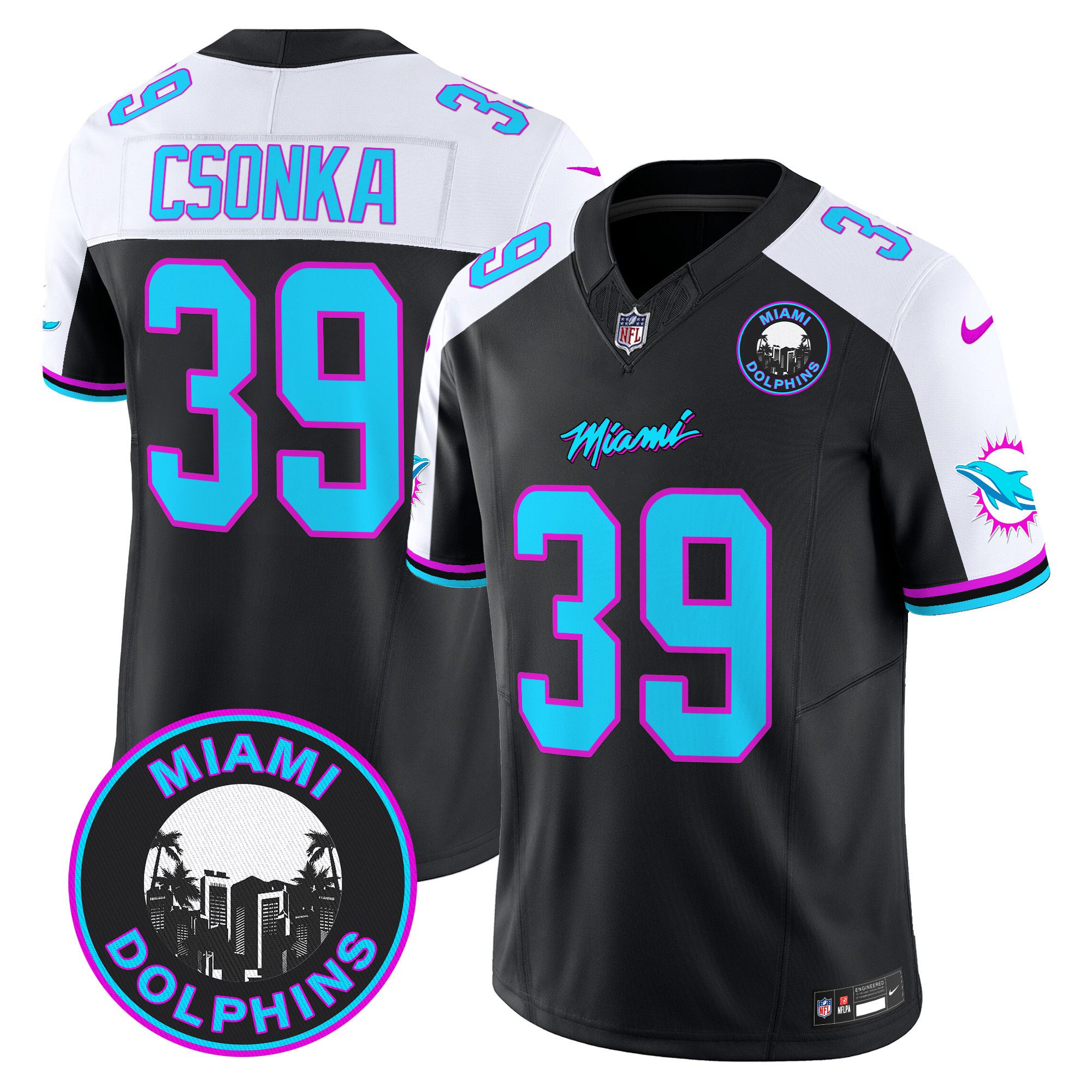 Men Miami Dolphins #39 Csonka Black 2024 Nike Vapor Limited NFL Jersey